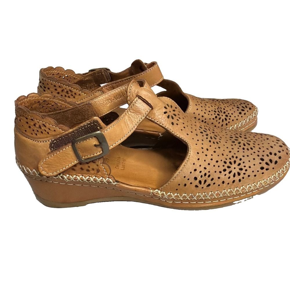 Spring Step Airy Leather Med Brown Sandals Shoes Women's 39 US 8.5 Mary Jane
